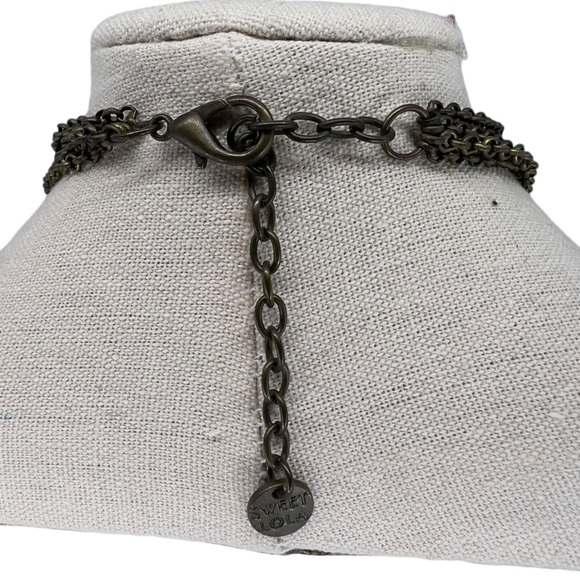 Signed Sweet Lola Bronze Tone Multi Chain Faceted Crystal Bead Necklace - Picture 6 of 10